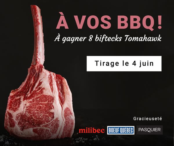 Concours Courez la chance de remporter l’un des 8 steaks Tomahawk de Bœuf Québec!