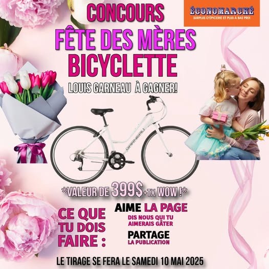 Concours Économarché - Gagne ta bicyclette Louis Garneau d'une valeur de 399$! Concours Économarché - Gagne ta bicyclette Louis Garneau d'une valeur de 399$!