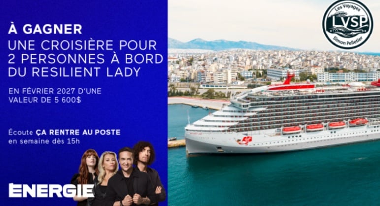 Concours Energie 94,3 Gagnez une croisière pour deux personnes à bord du Resilient Lady!