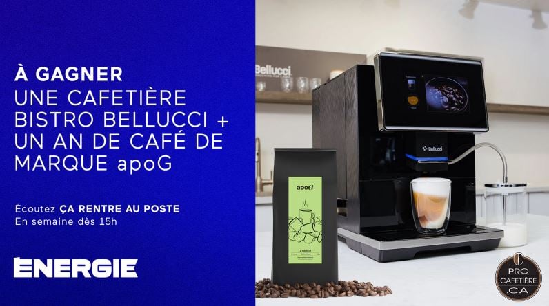 Concours Energie 98,9 (Québec) - Gagnez une cafetière Bistro Bellucci + un an de café de marque apoG! Concours Energie 98,9 (Québec) - Gagnez une cafetière Bistro Bellucci + un an de café de marque apoG!