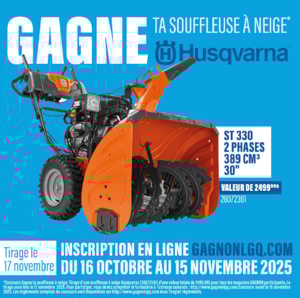 Concours Gagne ta souffleuse à neige Husqvarna Concours Gagne ta souffleuse à neige Husqvarna