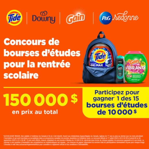 Concours GAGNER l'une des 15 bourses d’études d’une valeur de 10 000 $ chacune
