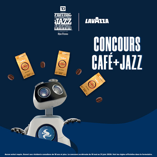 Concours Gagnes deux billets VIP pour le Festival international de jazz de Montréal, ainsi qu'un ensemble de cafés moulus Qualità Oro!