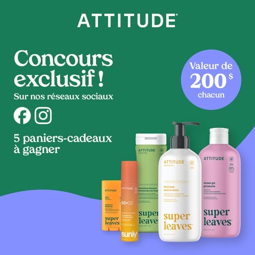 Concours Gagnez l'un des cinq paniers-cadeaux remplis de produits Attitude!
