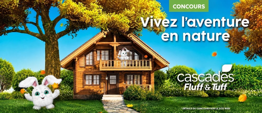 Concours Gagnez 1000$ en crédit pour un séjour en chalet au Domaine Vertendre et 500$ en coupons Cascades Fluff & Tuff!