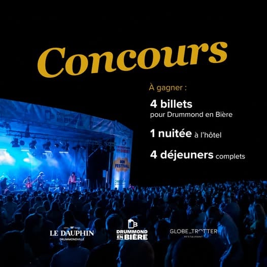 Concours Gagnez 4 billets pour Drummond en bière, une nuitée et 4 déjeuners!