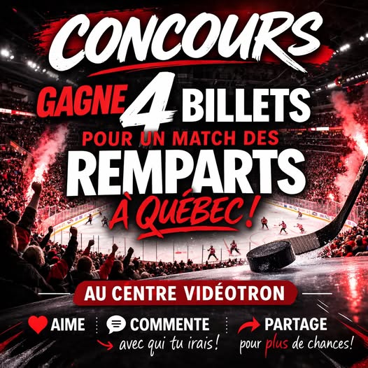 Concours Gagnez 4 billets pour les Remparts de Québec!