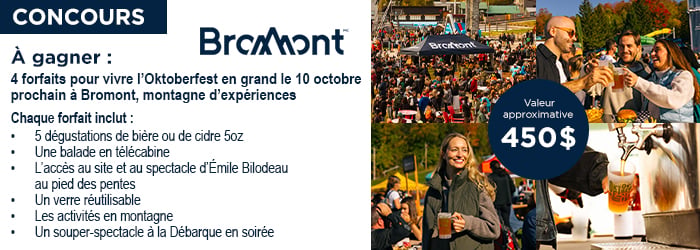 Concours Gagnez 4 forfaits pour vivre l’Oktoberfest en grand le 10 octobre prochain à Bromont, montagne  d’expériences!