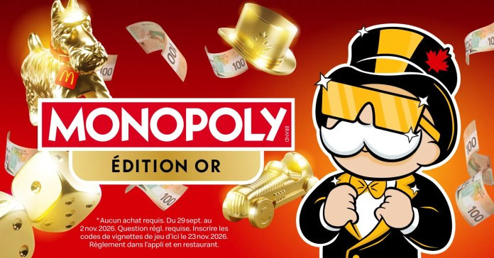Concours Gagnez avec le jeu Monopoly McDonald’s!