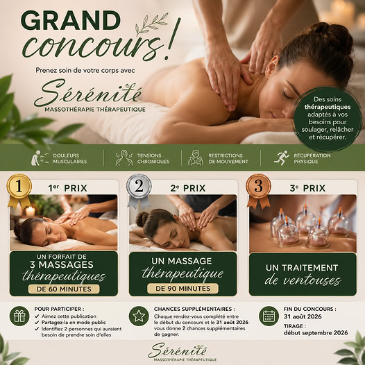 Concours Gagnez des soins en massothérapie thérapeutique!