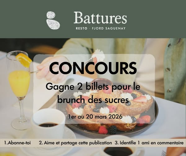 Concours Gagnez deux billets pour le brunch des sucres du Resto des Battures!