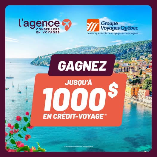 Concours Gagnez jusqu`à 1000$ en crédit-voyage!