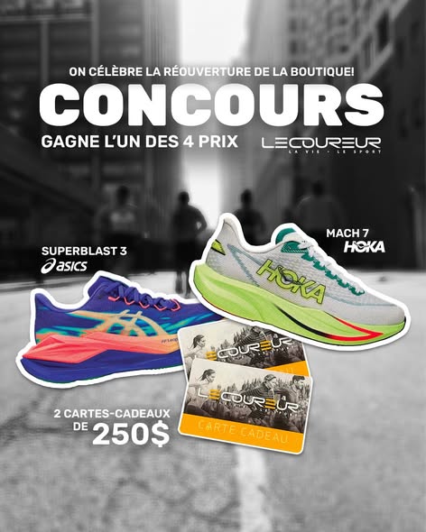 Concours Gagnez l'un des 4 prix la boutique Le Coureur!