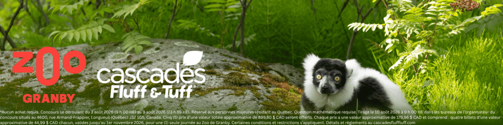 Concours Gagnez l'un des cinq lots de quatre billets pour une journée mémorable au Zoo de Granby!