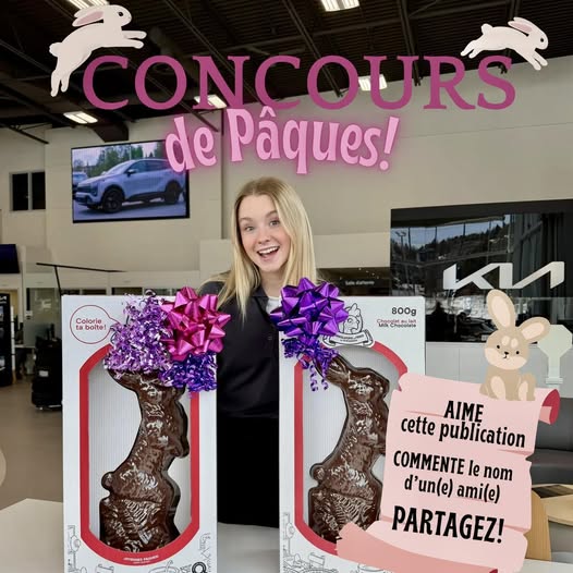 Concours Gagnez l'un des deux énormes lapins en chocolat!