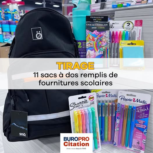 Concours Gagnez l'un des onze sacs à dos remplis de fournitures scolaires!