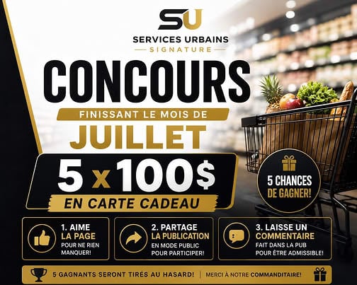 Concours Gagnez l'une des 5 cartes-cadeaux de 100$!
