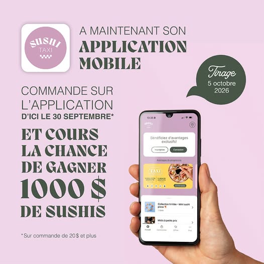 Concours Gagnez  l’une des cartes-cadeaux Sushi Taxi totalisant 1000$!