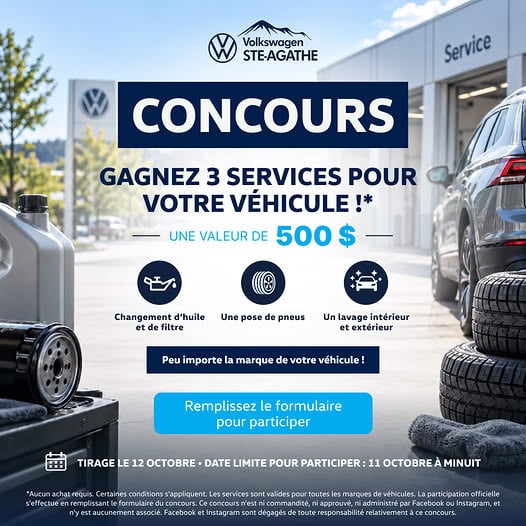 Concours Gagnez trois services pour votre véhicule!