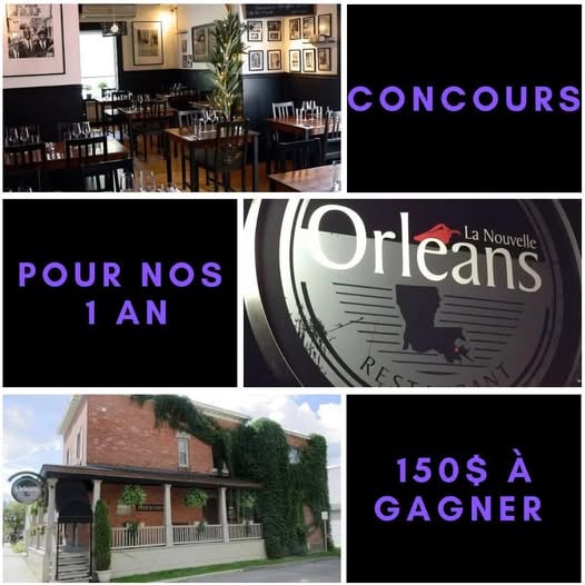 Concours Gagnez un certificat-cadeau de 150$ au restaurant La Nouvelle-Orléans de Valleyfield!