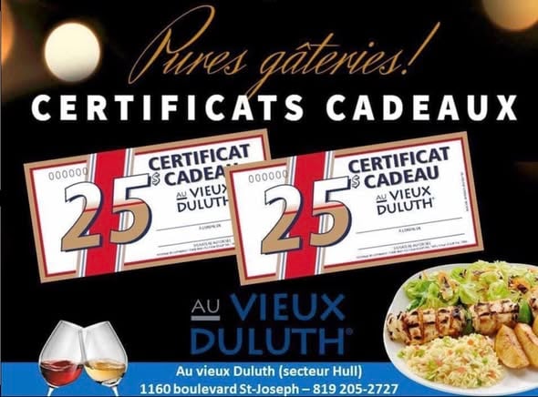 Concours Gagnez un certificat cadeau de 50$ au vieux Duluth Hull!