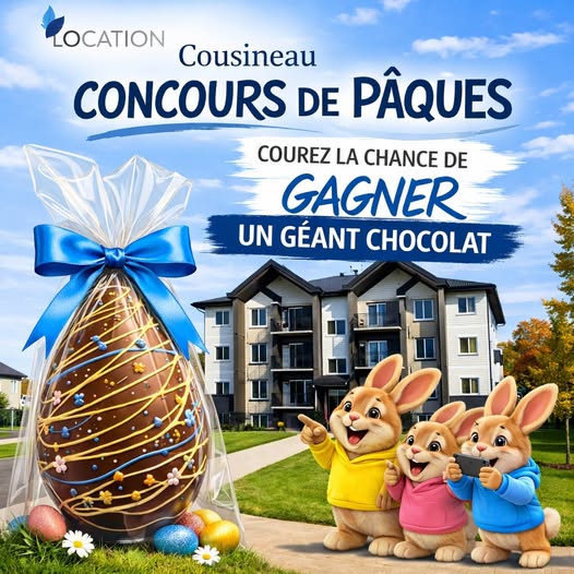 Concours Gagnez un énorme chocolat de pâques!