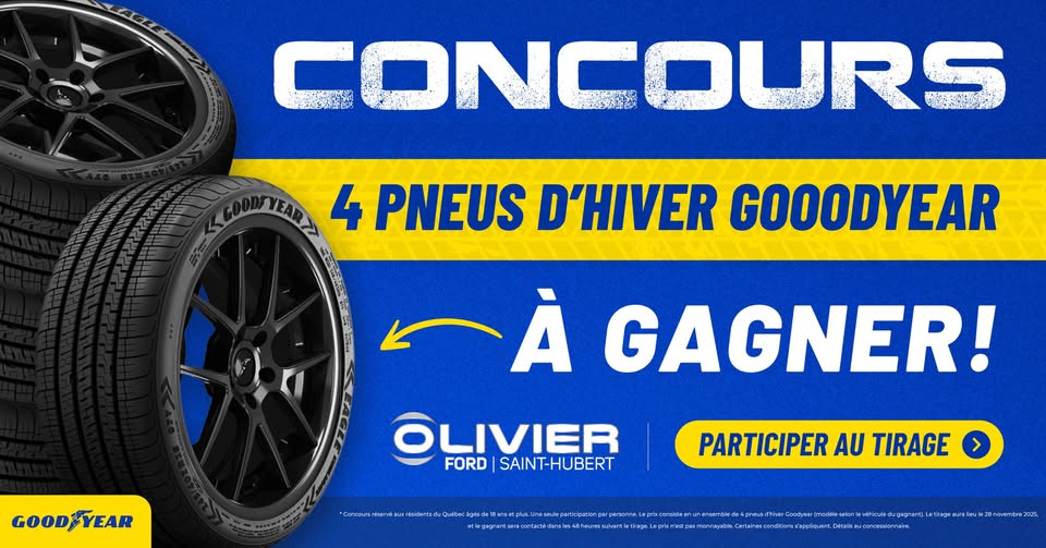 Concours Gagnez un ensemble de 4 pneus d’hiver Goodyear pour votre véhicule!