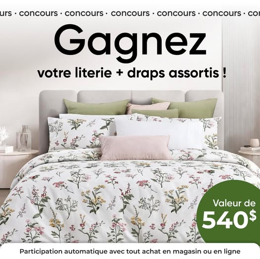 Concours Gagnez un ensemble de literie et draps!