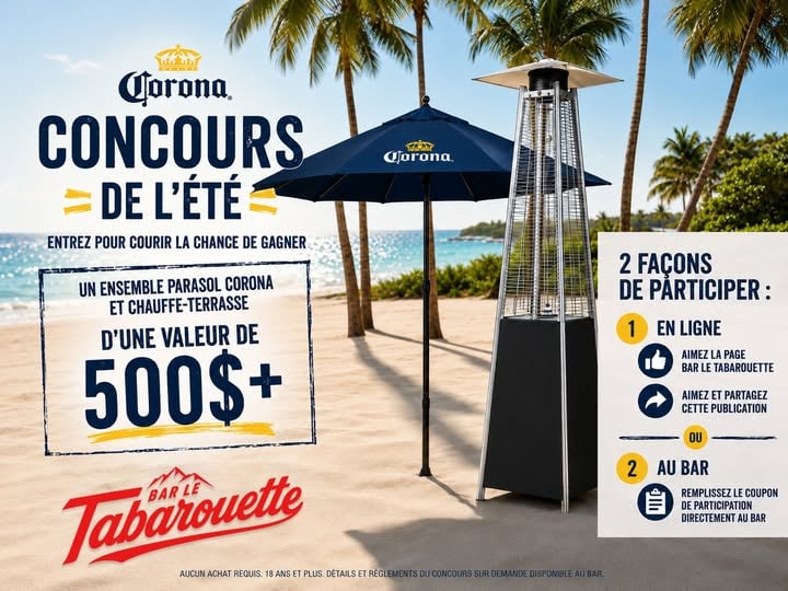 Concours Gagnez un ensemble parasol Corona et chauffe-terrasse!