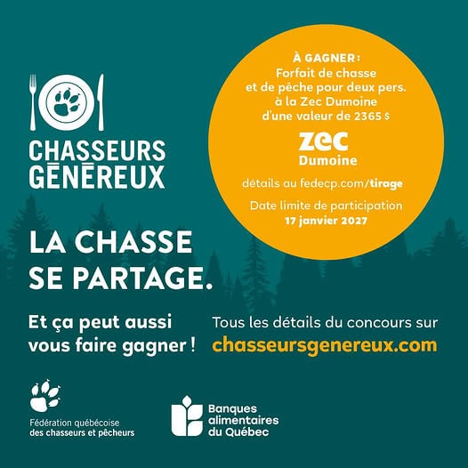 Concours Gagnez un forfait de chasse à l'ours et de pêche pour deux personnes à la Zec Dumoine!