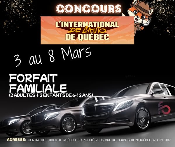 Concours Gagnez un forfait familial pour le salon de l'auto!