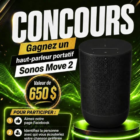 Concours Gagnez un haut-parleur Sonos Move 2!