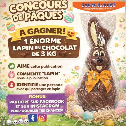 Concours Gagnez un lapin en chocolat de 3 Kg!