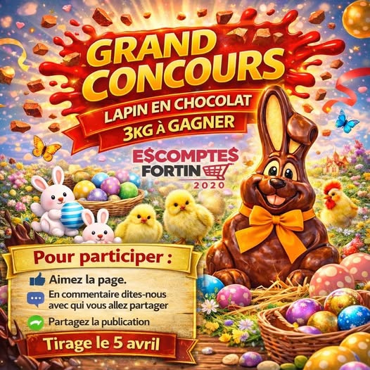 Concours Gagnez un lapin en chocolat de 3 Kg!