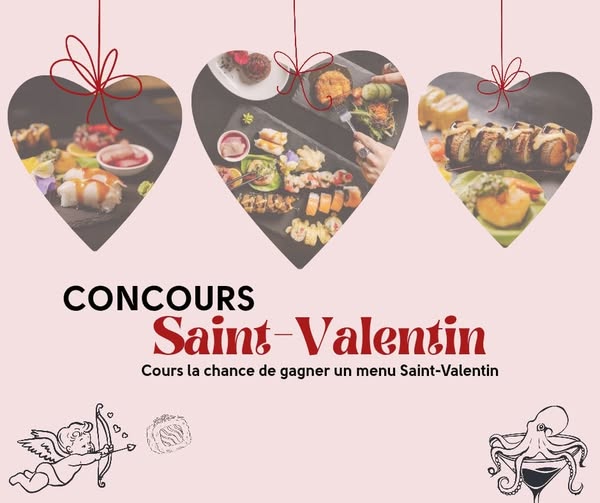 Concours Gagnez un menu Saint-Valentin pour deux personnes!