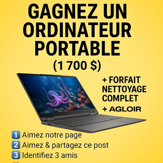 Concours Gagnez un ordinateur portable d'une valeur de 1700 $ ! Concours Gagnez un ordinateur portable d'une valeur de 1700 $ !