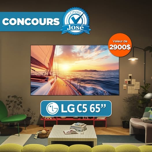 Concours Gagnez un téléviseur C5 65 pouces OLED EVO de LG d'une valeur de 2900$!
