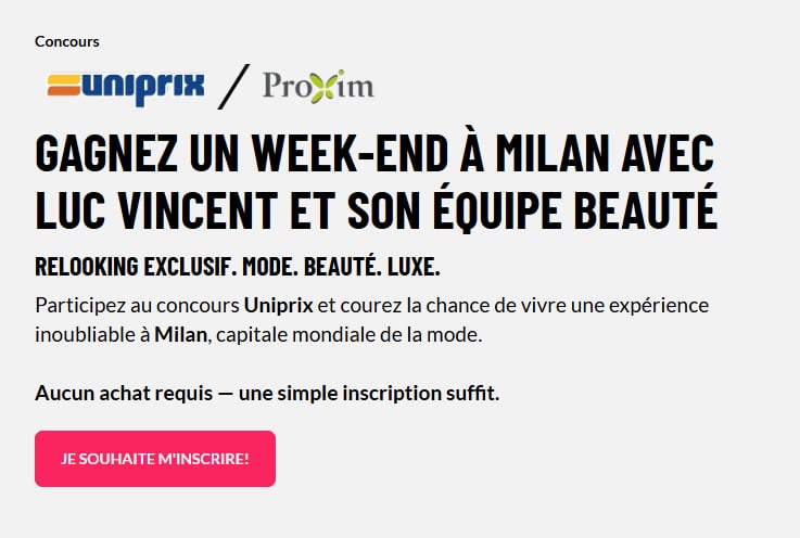 Concours Gagnez un week-end à Milan avec Luc Vincent et son équipe beauté Concours Gagnez un week-end à Milan avec Luc Vincent et son équipe beauté