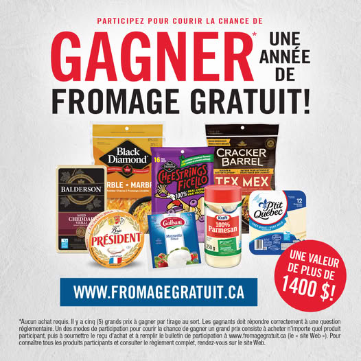 Concours Gagnez une année de fromage gratuit !
