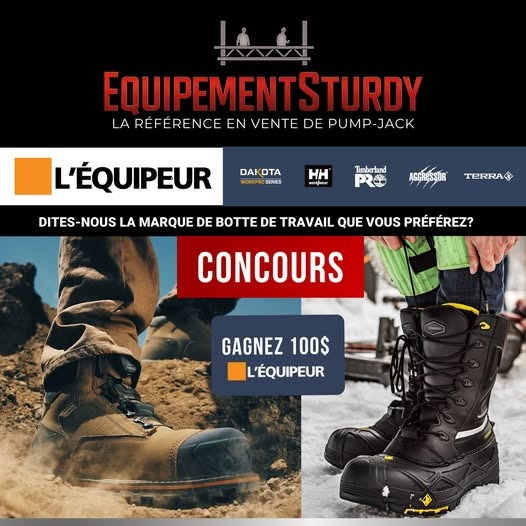 Concours Gagnez une carte cadeau de 100$ chez L'Équipeur! Concours Gagnez une carte cadeau de 100$ chez L'Équipeur!