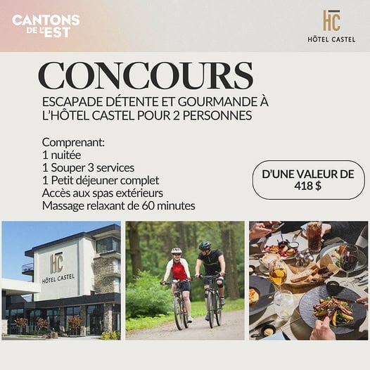 Concours Gagnez une escapade détente et gourmande à l'hôtel Castel de Granby!