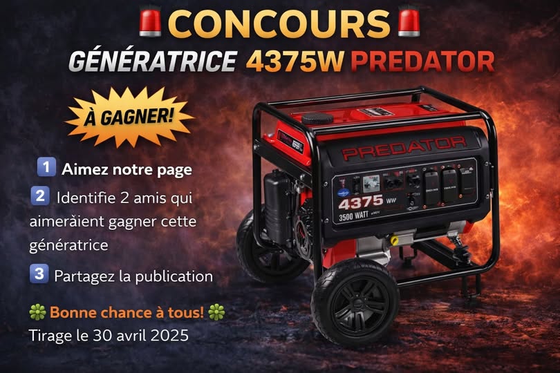 Concours Gagnez une génératrice Predator 4375W!