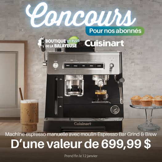 Concours Gagnez une machine espresso manuelle avec moulin, Espresso Bar Grind & Brew de Cuisinart d’une valeur de 699,99 $