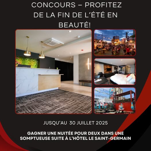 Concours Gagnez une nuitée pour deux dans une somptueuse suite à l'Hôtel Le Saint-Germain Rimouski Concours Gagnez une nuitée pour deux dans une somptueuse suite à l'Hôtel Le Saint-Germain Rimouski