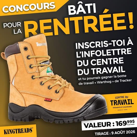 Concours Gagnez une paire de bottes de travail Warthog de Tracker!