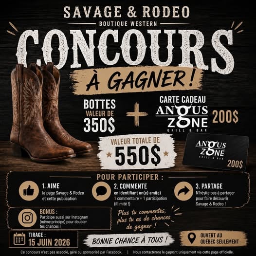 Concours Gagnez une paire de bottes et une carte-cadeau Angus Zone de 200$!