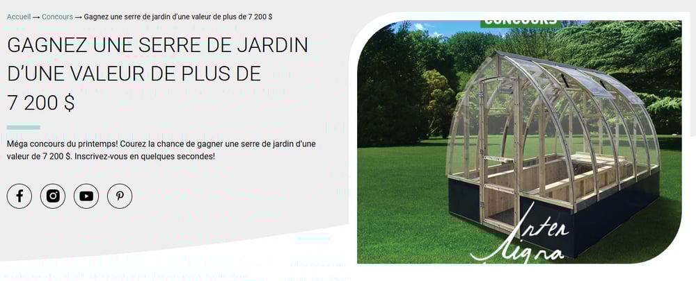Concours Gagnez une serre d'une valeur de 7200$!