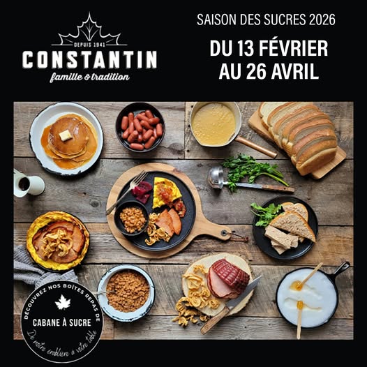 Concours Gagnez une tablée pour 4 personnes à la mythique Cabane à Sucre Constantin!