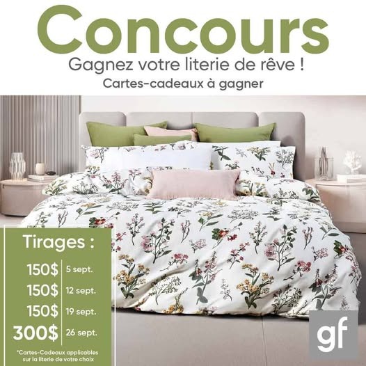 Concours Gagnon Frères - Gagnez votre literie de rêve ! Concours Gagnon Frères - Gagnez votre literie de rêve !
