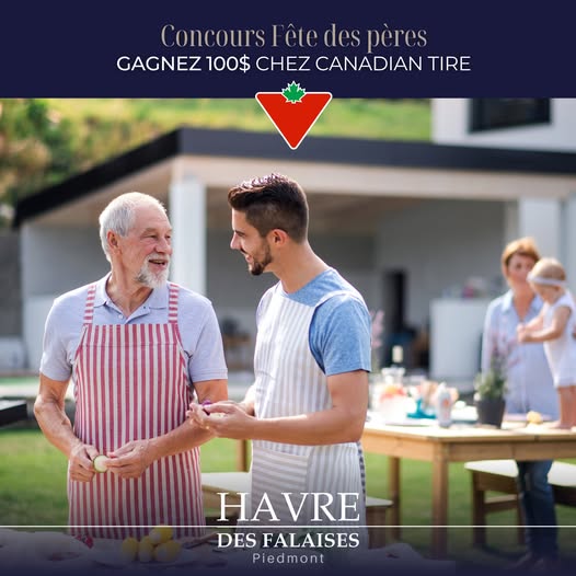 Concours Havre des Falaises - Gagnez un certificat-cadeau de 100$ chez Canadian Tire! Concours Havre des Falaises - Gagnez un certificat-cadeau de 100$ chez Canadian Tire!